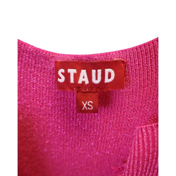 Staud Quartz Metallic Sleeveless Midi Dress in Pink Viscose - Picture 3 of 3